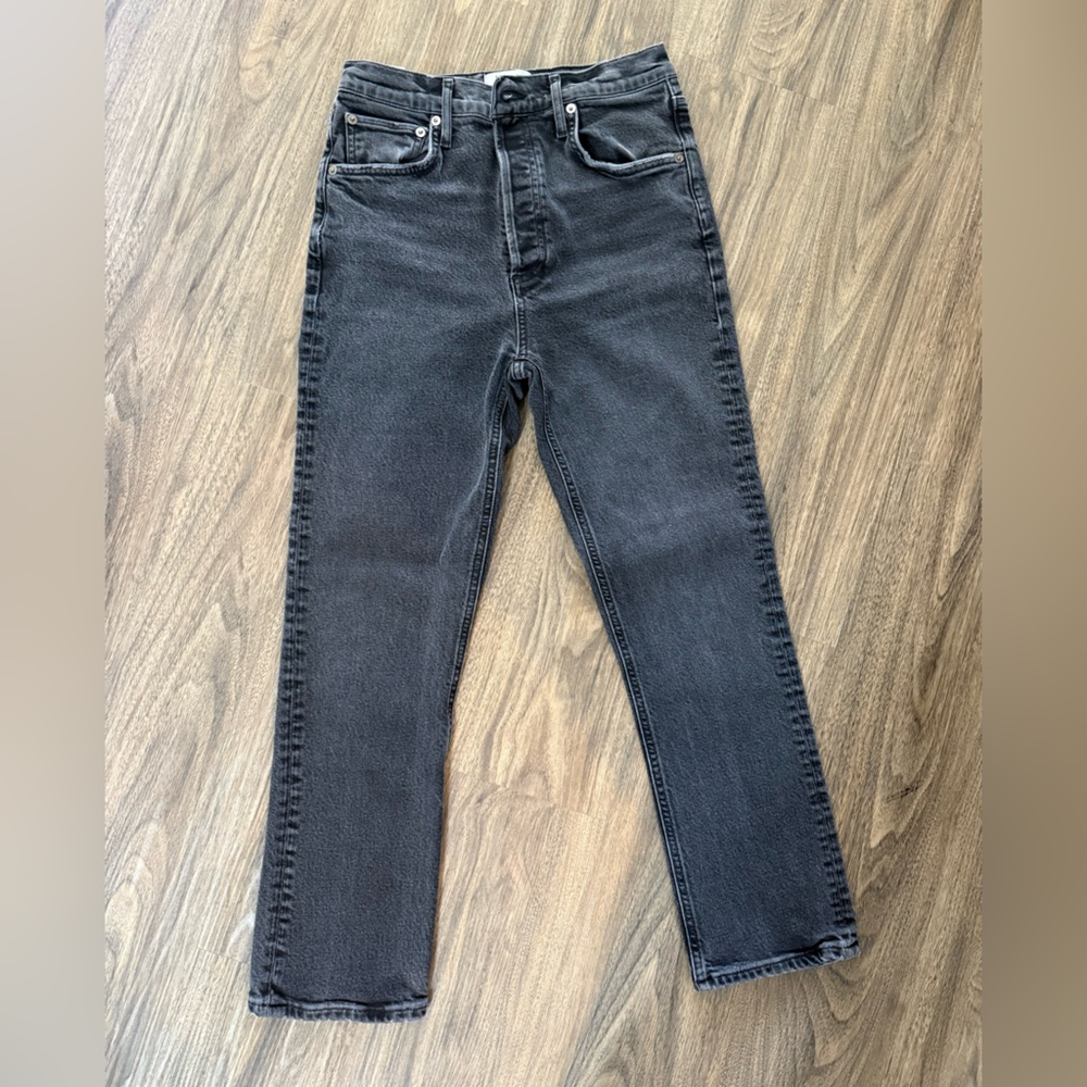 Agolde Riley Straight leg Ankle Charcoal Denim Jeans - 27